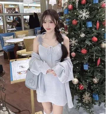 루미니옹 깃털 리본 오버코트 + 카디건