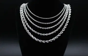 10K 화이트 골드 로프 목걸이 16인치 2mm