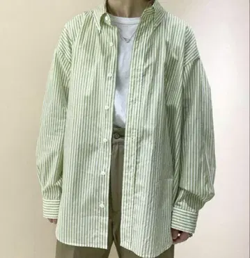 23SS Shinzone DADDY 셔츠 스트라이프 GREEN P0