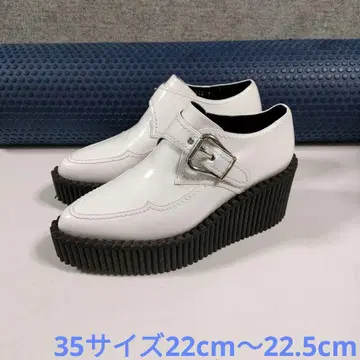 화이트 버클 웨지솔 로퍼 35
