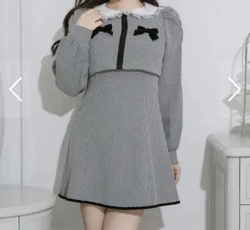 pium 더블 리본 레이어드 플레어 원피스