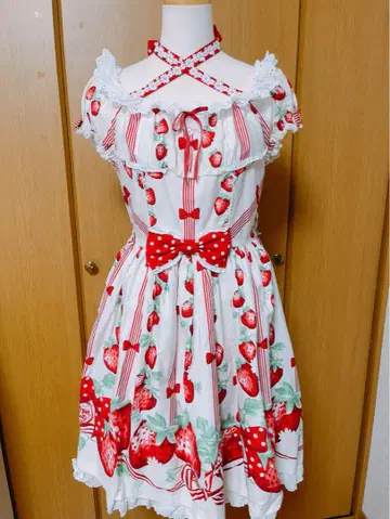 Angelic Pretty 갓 따낸 딸기 원피스 화이트