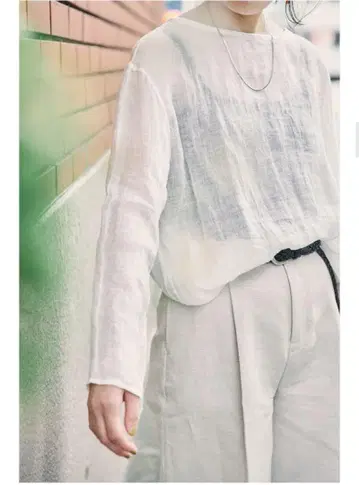 siiwa 린넨 거즈 백 턱이 있는 풀오버