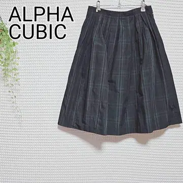 ALPHA CUBIC 체크 무늬 미디 스커트