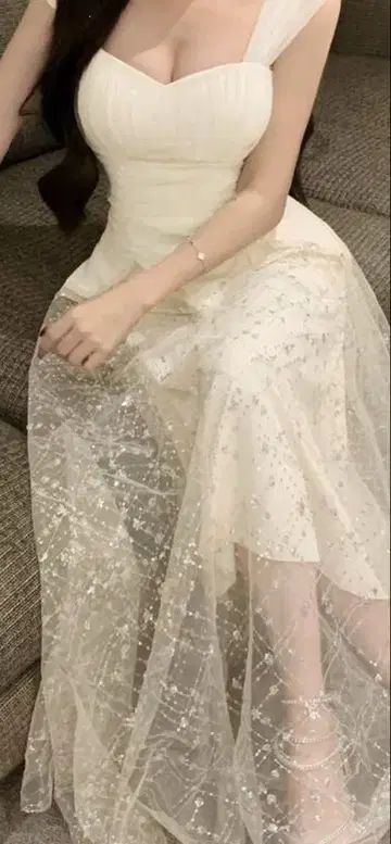 Joudiya 엘레강트 버터플라이 슬리브 롱 드레스