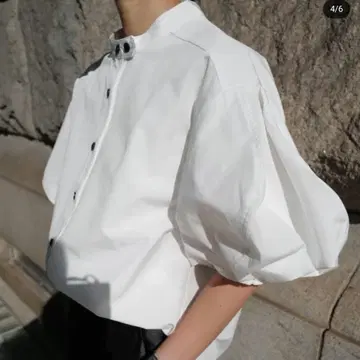 machatt 퍼프 슬리브 W 버튼 셔츠 마챗