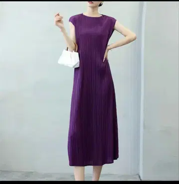 보라색 슬리브리스 롱 원피스 새상품 프리 사이즈 please 소재