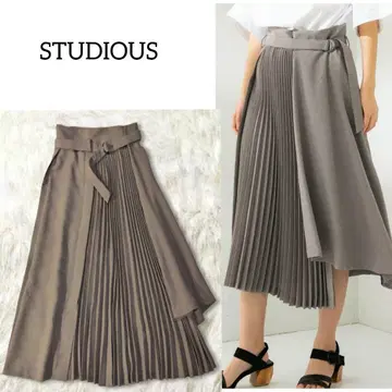 STUDIOUS 스터디우스 롱 스커트 플리츠 비대칭 봄/여름