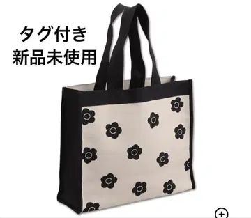 MARY QUANT 마리콴트 니트 자카드 데이지 토트 베이지