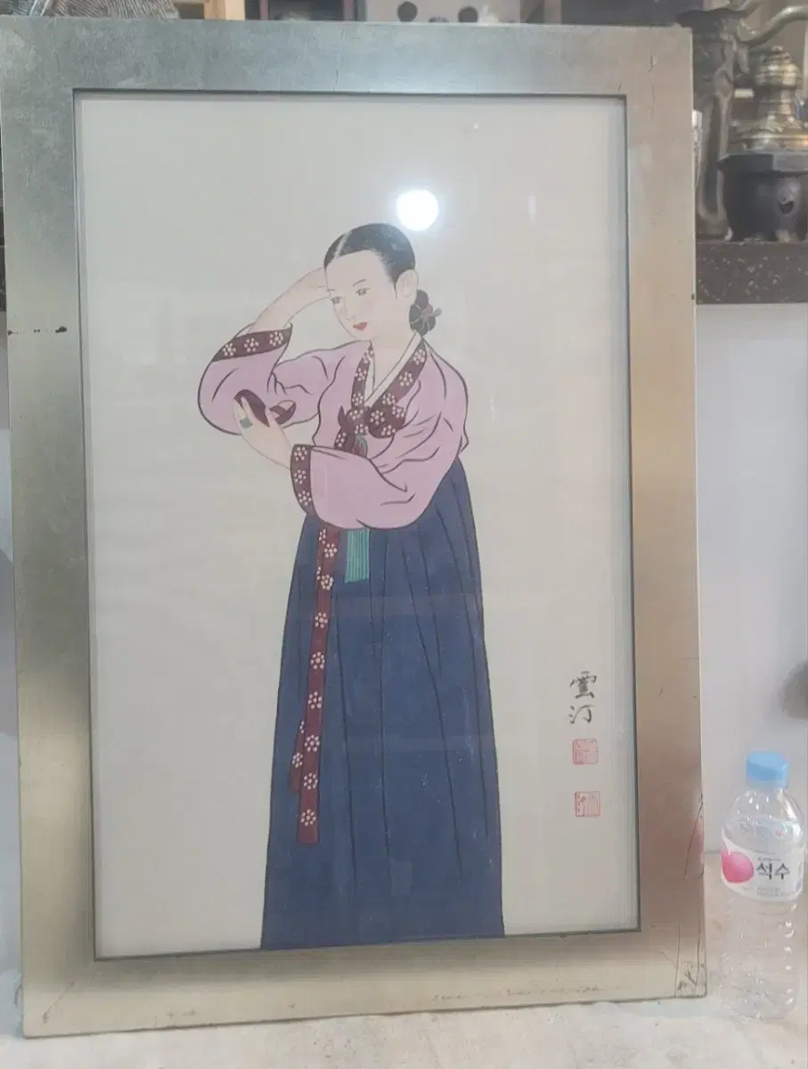 민화작가 운정 김경희선생 미인도 액자