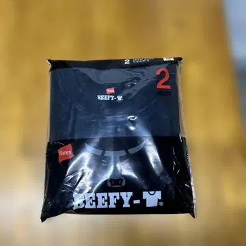 Hanes Beefy-T 블랙 M 사이즈 티셔츠 2장 세트