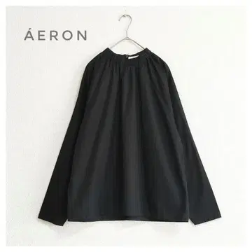 새상품급 AERON 밴딩 칼라 턱 블라우스 블랙 36 아론 에어론