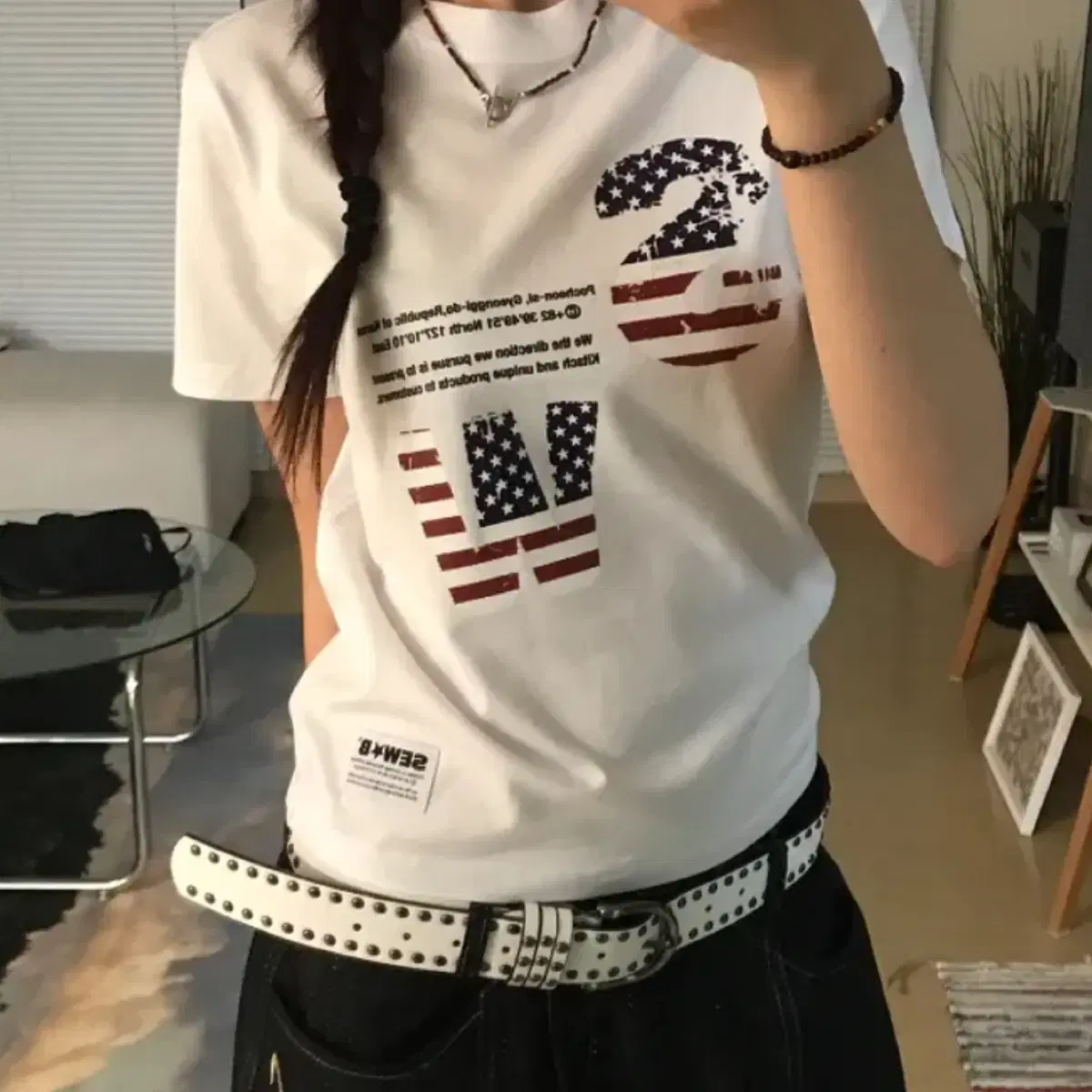 에이블리 쏘브 세미크롭 SEW-US 반팔티