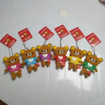 리락쿠마 봉제 인형 마스코트 키링 6개 세트