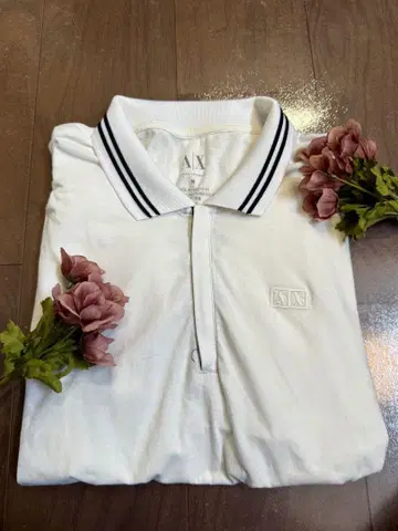 Armani Exchange 화이트 피케 셔츠