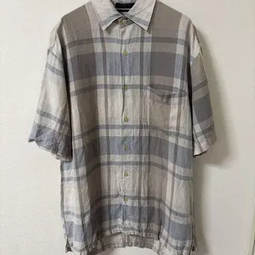 90s usa 빈티지 NAUTICA 체크 무늬 반팔 셔츠 린넨 구제 의류