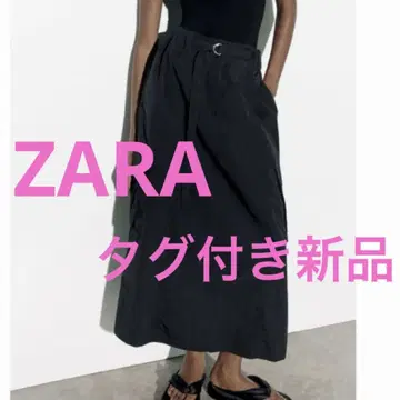 ZARA 블랙 롱 스커트 나일론 카고 스커트