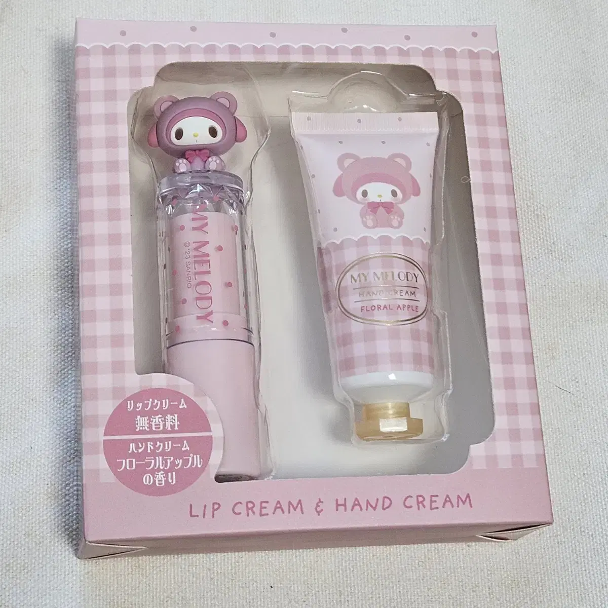 Sanrio My Melody Figure Lip Balm Hand Cream Set, Floral Apple Scent