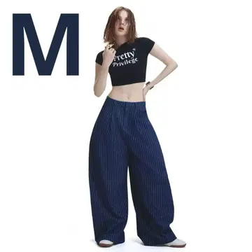 M 사이즈 PUSH PUSH 와이드 팬츠 스트라이프 와이드 데님