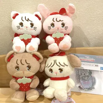 mikko 딸기 마스코트 봉제 인형 4종 세트와 스티커 세트!