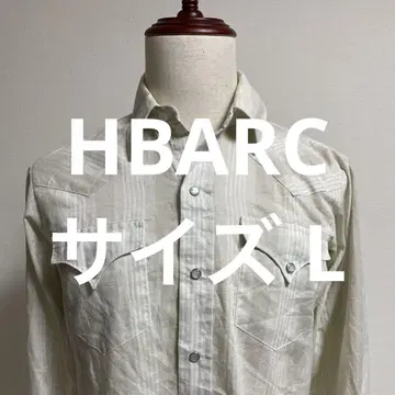 HBARC 스트라이프 패턴 화이트 긴팔 셔츠 웨스턴 셔츠 상의
