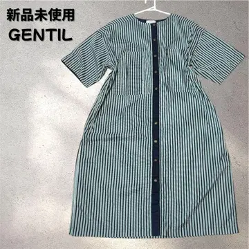 택 포함 새상품 GENTIL 쟈티 반팔 셔츠 원피스 밴드 카라