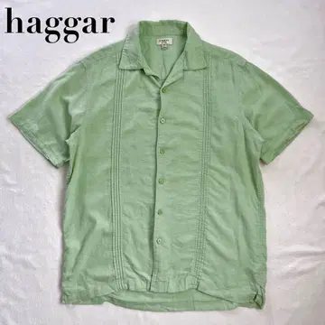 haggar 반팔 린넨 레이온 셔츠 오픈 카라 쿠바 셔츠 그린 M