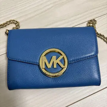MK 블루 가죽 체인 지갑