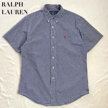 RALPH LAUREN 반팔 깅엄 체크 셔츠 L 버튼 다운