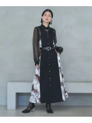 HARE 시어 가라 절개 원피스