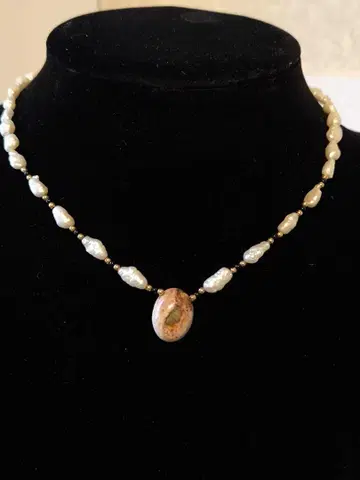 천연 오팔 펄 실버 빈티지 목걸이 Opal Pearl