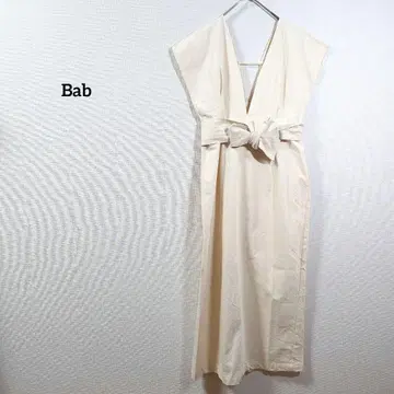 Bab 아이보리 V넥 롱 원피스 점퍼 스커트 살로펫