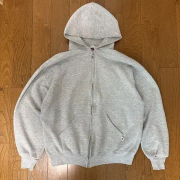 새상품급 90s RUSSELL 러셀 지퍼 후드티 USA제 그레이 무지