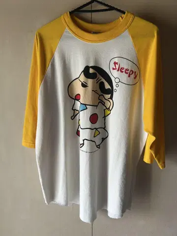 90s 크레용 신짱 래글런 티셔츠 빈티지