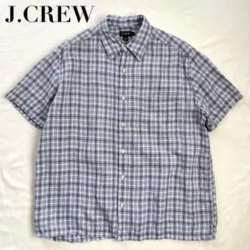 J.CREW 제이크루 반팔 셔츠 린넨 셔츠 체크 M 린넨 100%