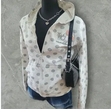 00s archive zip hoodie y2k 도트 패턴 헤이세이 갸루