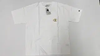 챔피온 골드 로고 화이트 티셔츠