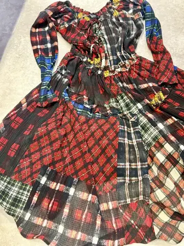 DSQUARED2 체크 무늬 롱 원피스 38