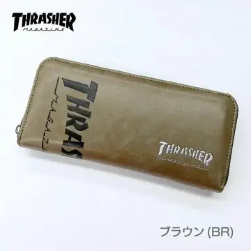 트레셔 슬래셔 다크 컬러 라운드 장지갑 브라운