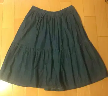 45R 45rpm 개더 스커트 인디고 티어드 종아리 기장 끈 조정