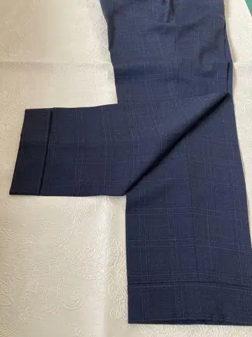 PT01 다크 블루 체크 무늬 슬랙스 46