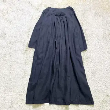 컨디션 최상 nest robe 린넨 100% 개더 롱 원피스 리본