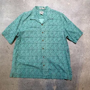올드 LLBEAN 엘엘빈 반팔 셔츠 패턴 셔츠 오픈 카라