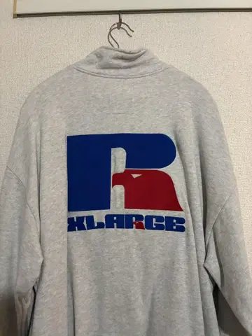 XLARGE 러셀 애슬레틱 콜라보 하프 지퍼 화이트 L 사이즈