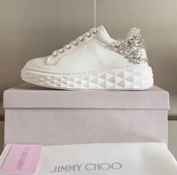 JIMMY CHOO Diamond 내퍼 가죽 스니커즈 23.5cm -