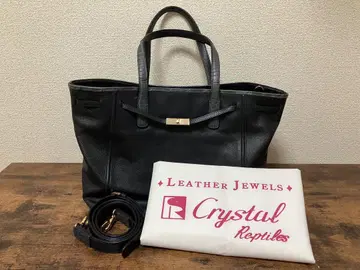 새상품급 Leather Jewels 네이비 소가죽/크로커다일 토트백