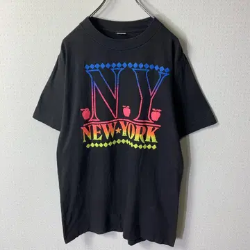 90s 빈티지 티셔츠 블랙 NEW YORK 애플