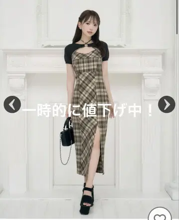 미셸 마카롱 앙상블 체크 원피스 베이지 택 포함 완판템