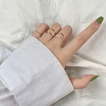 골드 도금 웨이브 반지 3개 세트