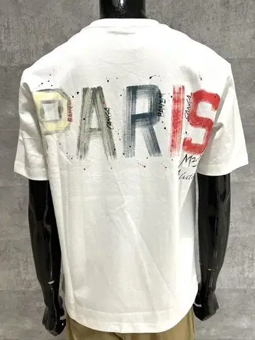 COMPLETE 러그 화이트 L 핸드메이드 손글씨 PARIS 반팔 티셔츠